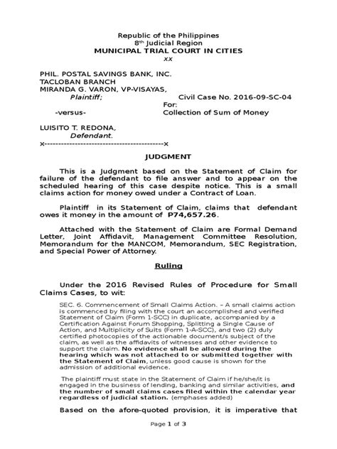 what is civil case no. 2016-09-sc-04|Small Claims Judgment Based On Complaint .